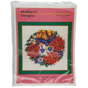 Christmas Poinsettia Wreath Counted Cross Stitch Pattern Bobbie G Designs CP9391